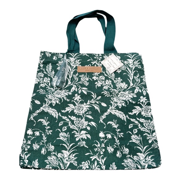 Laura Ashley Handbags - NEW Laura Ashley FLORAL REUSABLE TOTE with Double Handles Dark Green